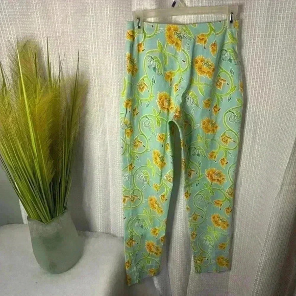 Leggiadro Women’s Size 2 Bright Floral Side Zip Ankle Pants Made In USA - Picture 7 of 15